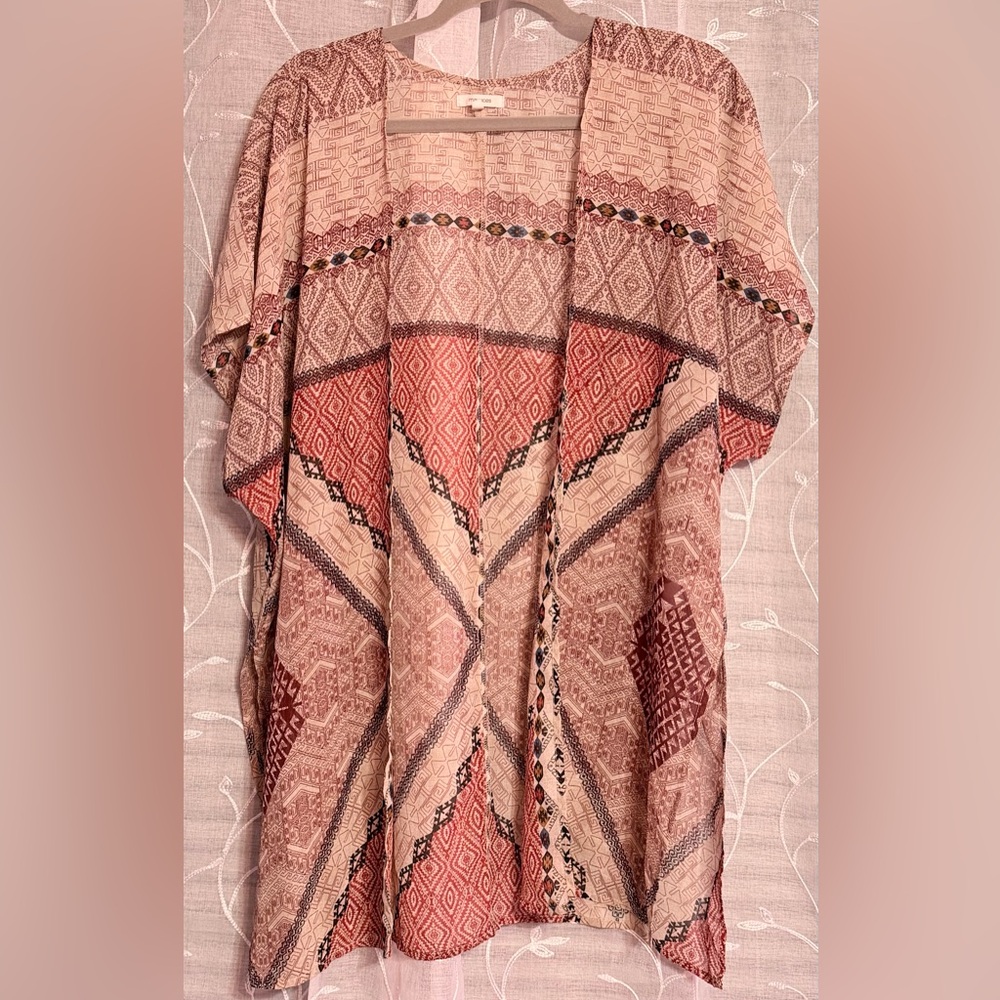 Maurices Multicolor Geometric Patterned Kimono Top